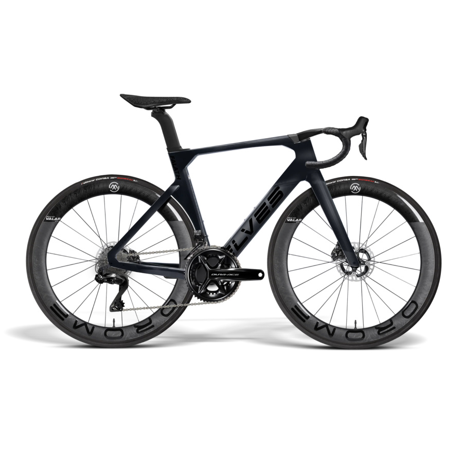 Cestný karbónový bicykel ELVES Falath EVO+ 52, čierna matná – Shimano 105 Di2, diskové brzdy, karbónové kolesá